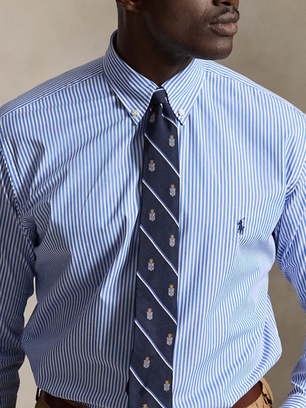 Polo Ralph Lauren Men’s 4XB Blue White Stripe Stretch Dress Shirt NWT